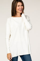 Cream Soft Knit Boatneck Dolman Sleeve Maternity Sweater