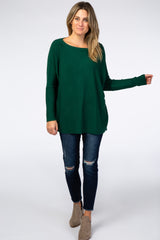 Forest Green Soft Knit Boatneck Dolman Sleeve Sweater