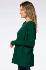 Forest Green Soft Knit Boatneck Dolman Sleeve Sweater