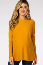 Yellow Soft Knit Boatneck Dolman Sleeve Maternity Sweater