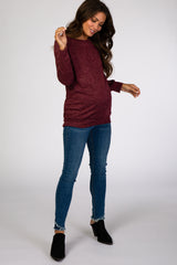 Burgundy Soft Knit Long Sleeve Maternity Top