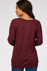 Burgundy Soft Knit Long Sleeve Maternity Top