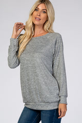 Grey Soft Knit Long Sleeve Top