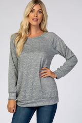 Grey Soft Knit Long Sleeve Top