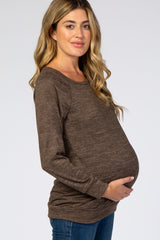 Mocha Soft Knit Long Sleeve Maternity Top