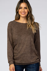 Mocha Soft Knit Long Sleeve Maternity Top