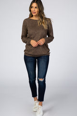 Mocha Soft Knit Long Sleeve Top