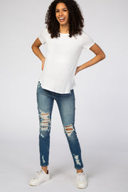 Light Blue Distressed Skinny Maternity Jeans