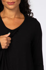 Black Pleated Front Layered Nursing Top