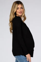 Black Pleated Front Layered Maternity/Nursing Top