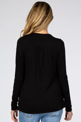 Black Pleated Front Layered Maternity/Nursing Top