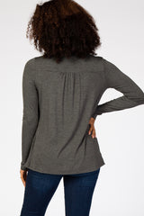 Charcoal Pleated Front Layered Nursing Top