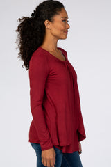 Burgundy Pleated Front Layered Nursing Top