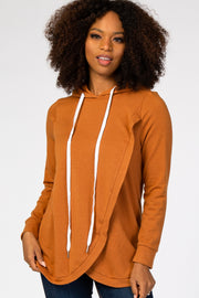 Rust Layered Front Nursing Fleece Hoodie