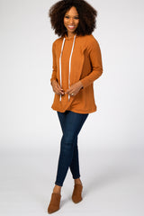 Rust Layered Front Nursing Fleece Hoodie