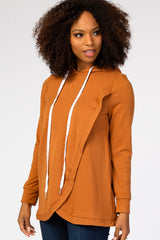 Rust Layered Front Nursing Fleece Hoodie