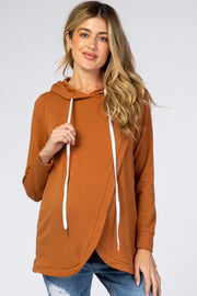 Rust Layered Front Maternity/Nursing Fleece Hoodie