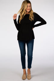 Black Babydoll Long Sleeve Maternity Top