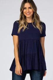 Navy Blue Tiered Top