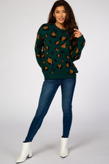 Forest Green Animal Print Sweater