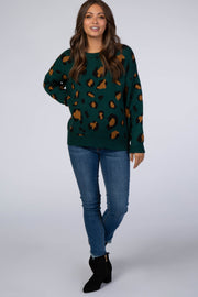 Forest Green Animal Print Maternity Sweater