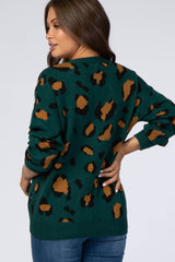 Forest Green Animal Print Maternity Sweater