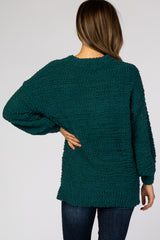 Forest Green Popcorn Knit Bubble Sleeve Maternity Sweater