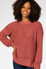 Mauve Popcorn Knit Bubble Sleeve Maternity Sweater