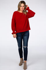 Red Bubble Ruffle Long Sleeve Top