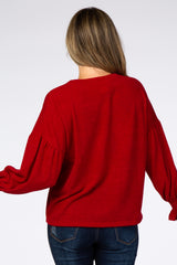 Red Bubble Ruffle Long Sleeve Top