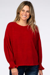 Red Bubble Ruffle Long Sleeve Maternity Top