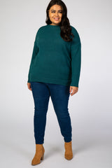 Teal Wide Neck Lightweight Plus Sweater