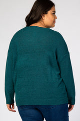 Teal Wide Neck Lightweight Plus Sweater