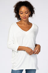 White V-Neck Dolman Sleeve Top