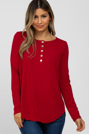 Red Basic Long Sleeve Top