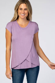 Lavender Layered Wrap Front Nursing Top