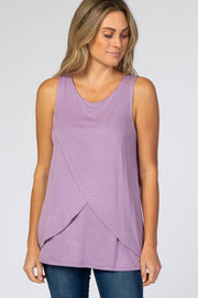 Lavender Solid Sleeveless Nursing Top