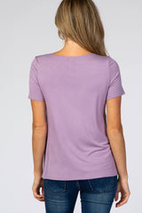 Lavender Solid Short Sleeve Nursing Top