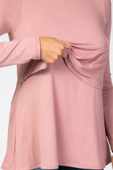 Mauve Front Knot Long Sleeve Nursing Top