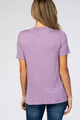 Lavender Short Sleeve Curved Hem Nursing Top