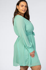 Mint Green Chiffon Plus Wrap Dress