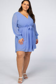 Periwinkle Chiffon Plus Wrap Dress