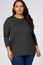 Charcoal Long Sleeve Plus Top