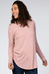 Mauve Long Sleeve Ribbed Top