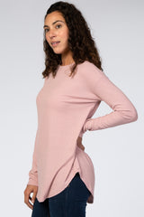 Mauve Long Sleeve Ribbed Top