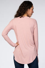 Mauve Long Sleeve Ribbed Top