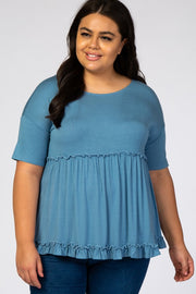 Blue Tiered Plus Top