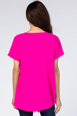 Fuchsia Button Tie Front Top