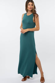 Teal Side Slit Maxi Dress