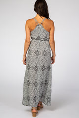 Black Print Multi Strap Maxi Dress